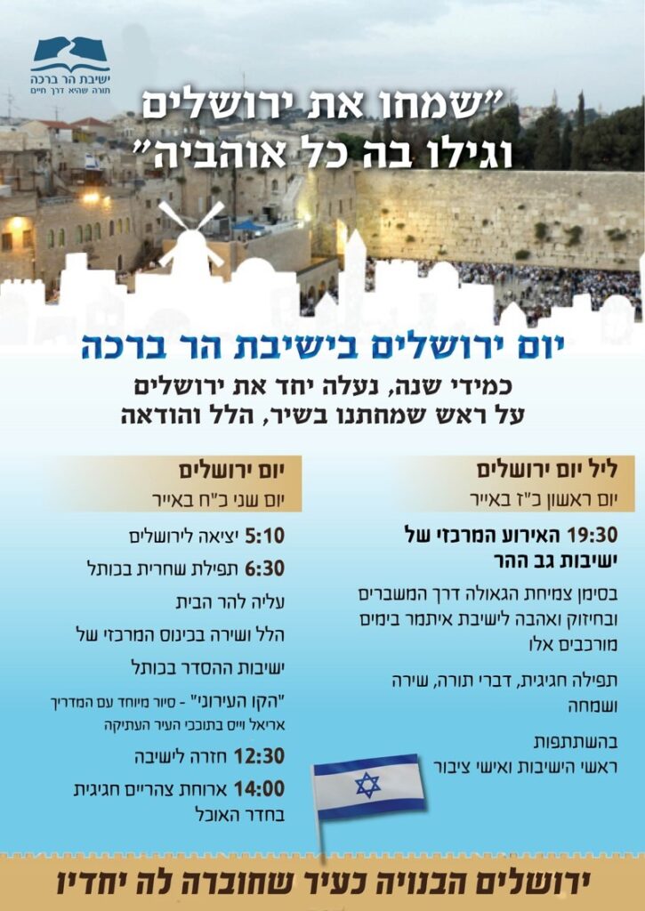 לו"ז יום ירושלים תשפ"א
