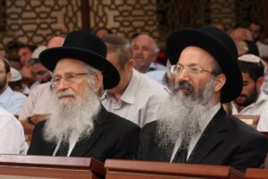 הרב זלמן ברוך מלמד עם בנו הרב אליעזר מלמד